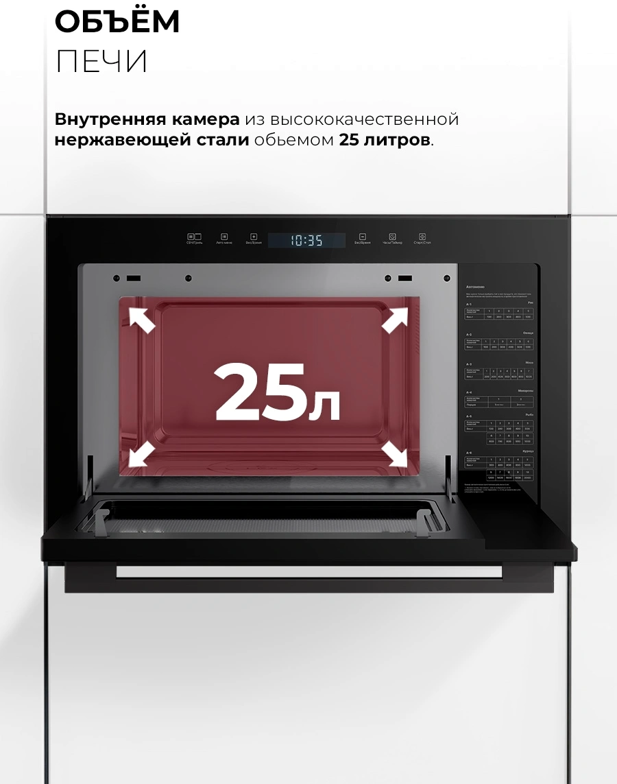 Микроволновая печь Lex BIMO 25.03N 25л. 900Вт черный (встраиваемая) — миниатюра 8