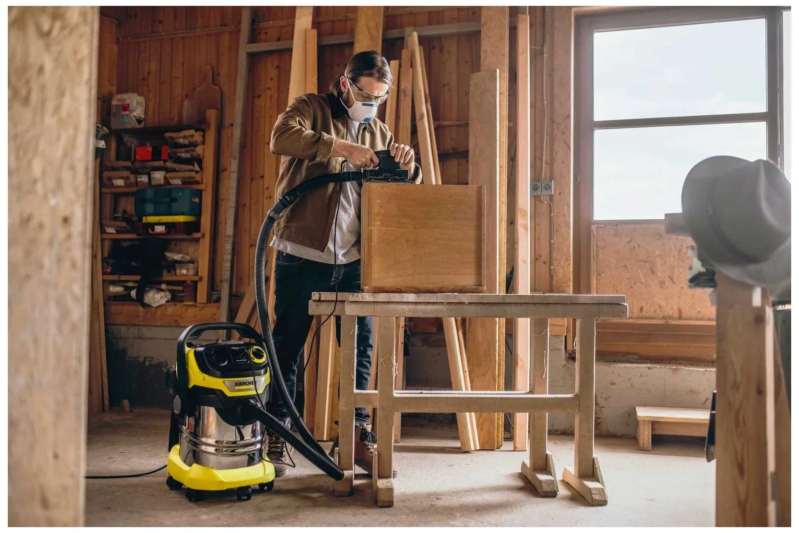 Строительный пылесос Karcher WD 5 P S V-25/5/22 1100Вт (уборка: сухая/сбор воды/выдув) желтый — миниатюра 4