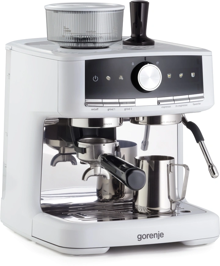 Кофеварка рожковая Gorenje GSACM20W 1550Вт белый/черный — миниатюра 2