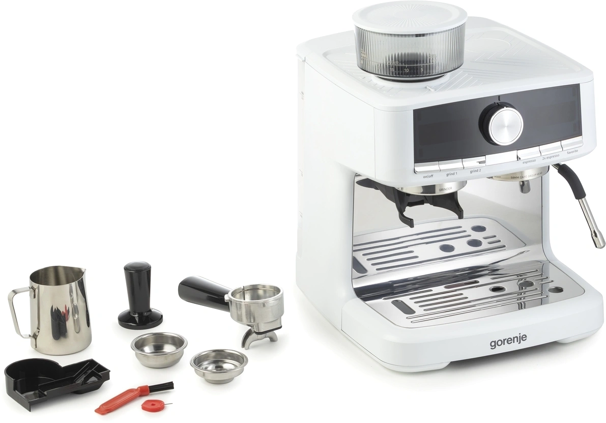 Кофеварка рожковая Gorenje GSACM20W 1550Вт белый/черный — миниатюра 9