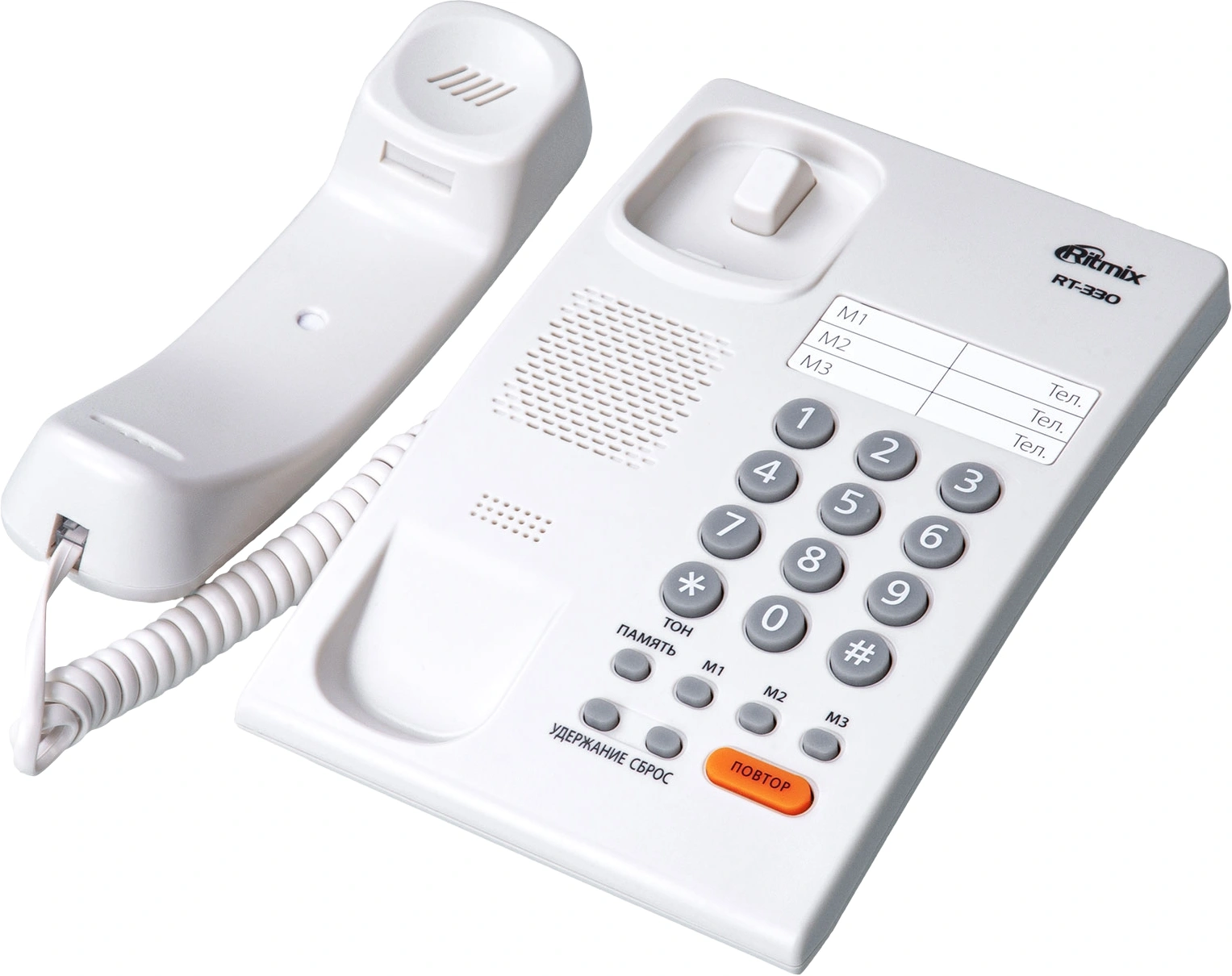 Телефон проводной Ritmix RT-330 белый — миниатюра 2