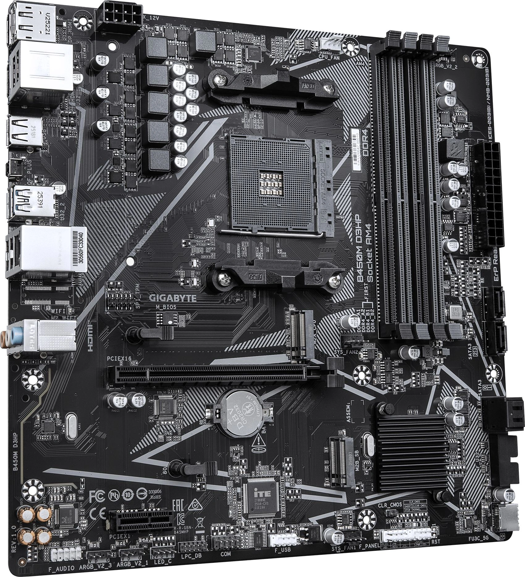 Материнская плата Gigabyte B450M D3HP Soc-AM4 AMD B450 4xDDR4 mATX AC`97 8ch(7.1) GbLAN RAID+HDMI+DP — миниатюра 4