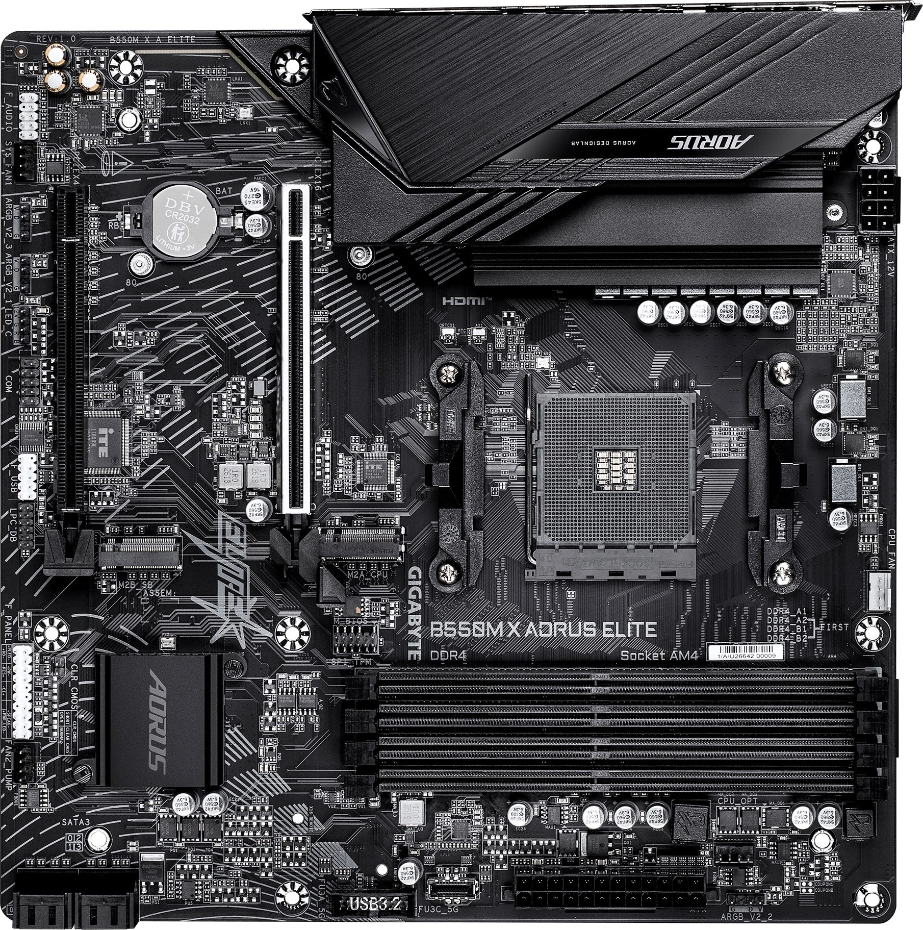 Материнская плата Gigabyte B550M X A ELITE Soc-AM4 AMD B550 4xDDR4 mATX AC`97 8ch(7.1) 2.5Gg RAID+HDMI+DP — фото 1