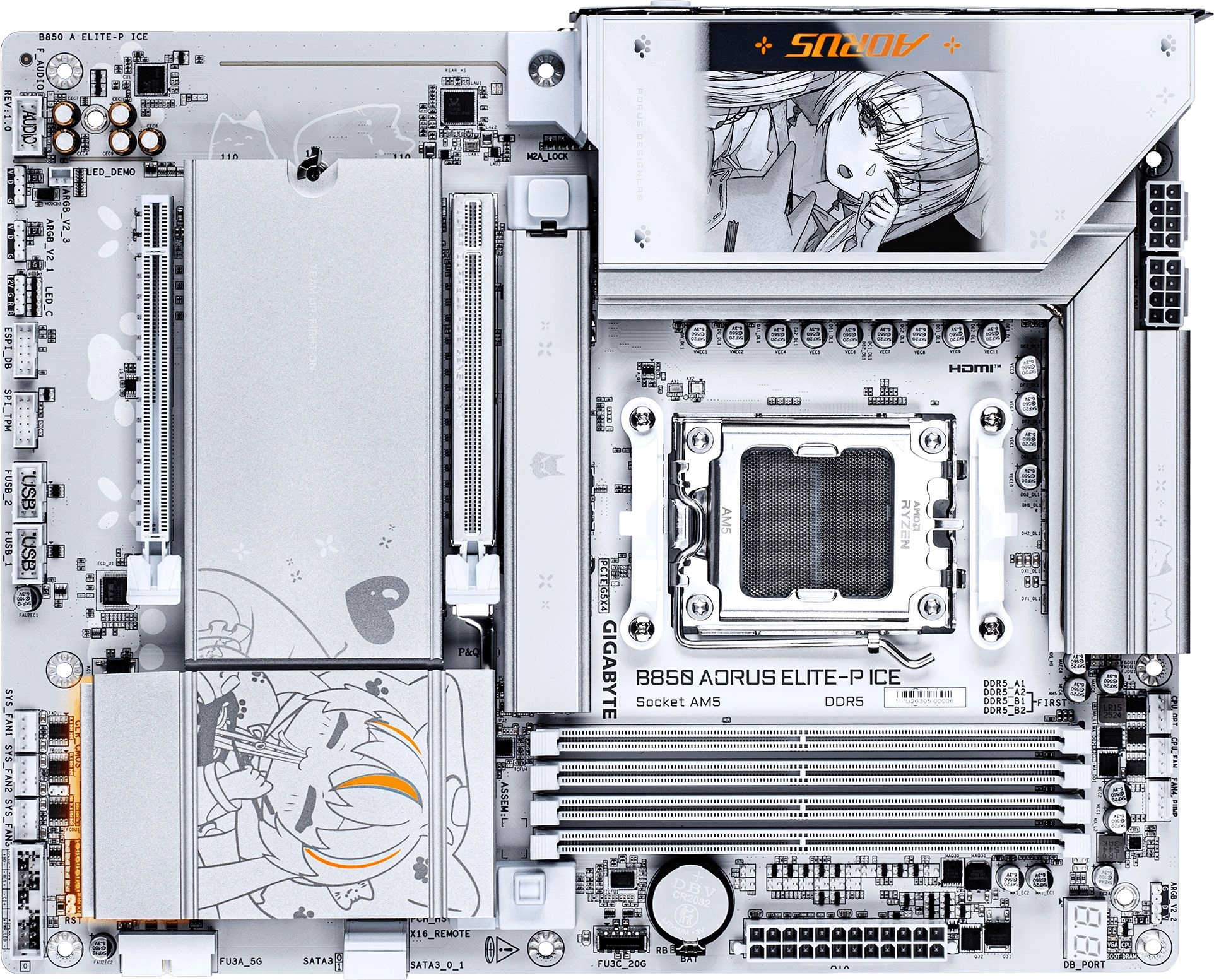 Материнская плата Gigabyte B850 A ELITE-P ICE Socket AM5 AMD B850 4xDDR5 ATX AC`97 8ch(7.1) 5Gigabit RAID+HDMI — фото 1