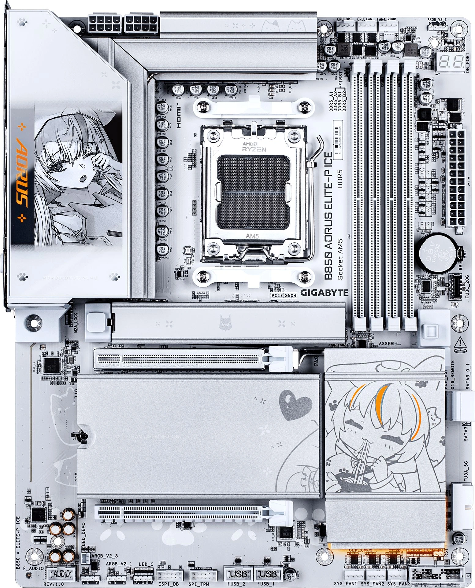 Материнская плата Gigabyte B850 A ELITE-P ICE Socket AM5 AMD B850 4xDDR5 ATX AC`97 8ch(7.1) 5Gigabit RAID+HDMI — миниатюра 3