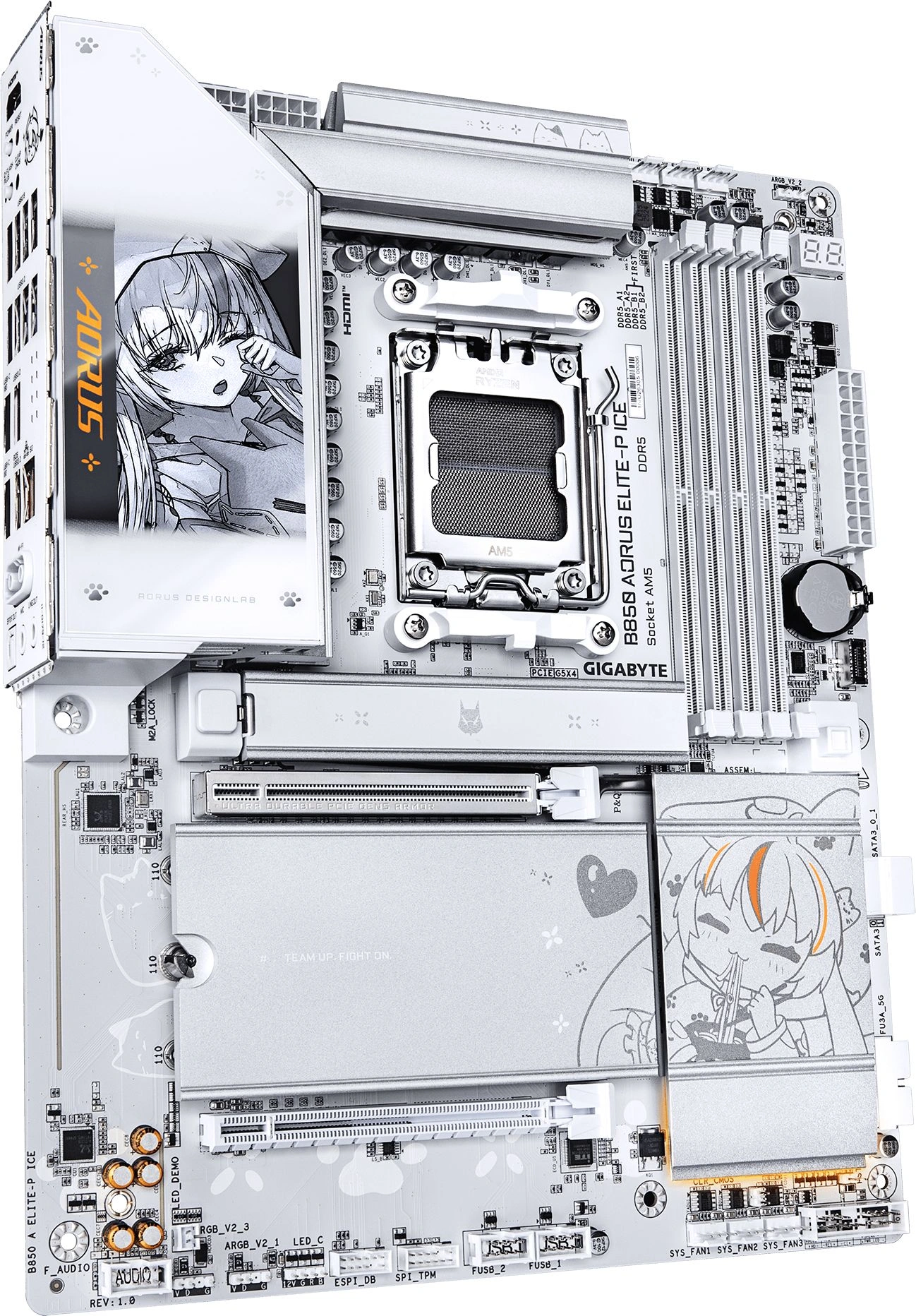 Материнская плата Gigabyte B850 A ELITE-P ICE Socket AM5 AMD B850 4xDDR5 ATX AC`97 8ch(7.1) 5Gigabit RAID+HDMI — миниатюра 4
