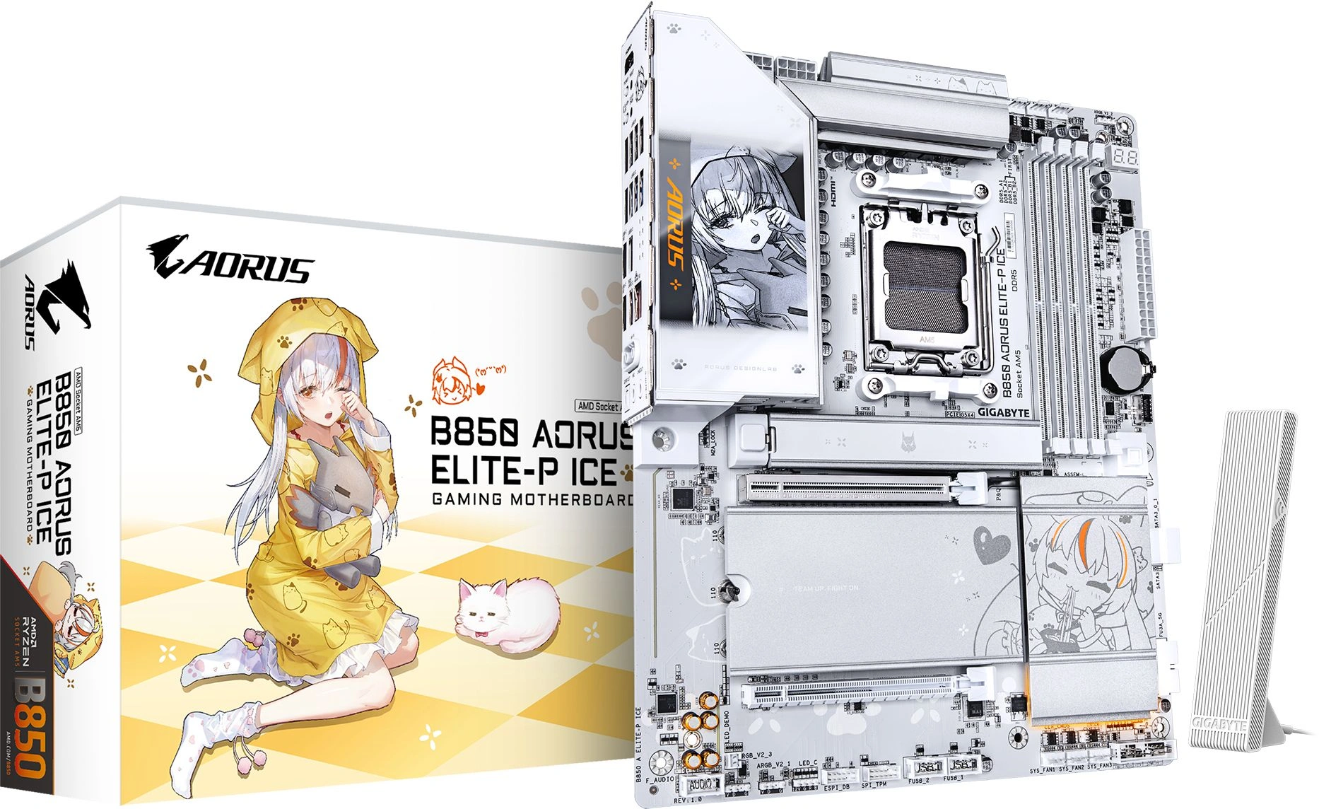 Материнская плата Gigabyte B850 A ELITE-P ICE Socket AM5 AMD B850 4xDDR5 ATX AC`97 8ch(7.1) 5Gigabit RAID+HDMI — миниатюра 2