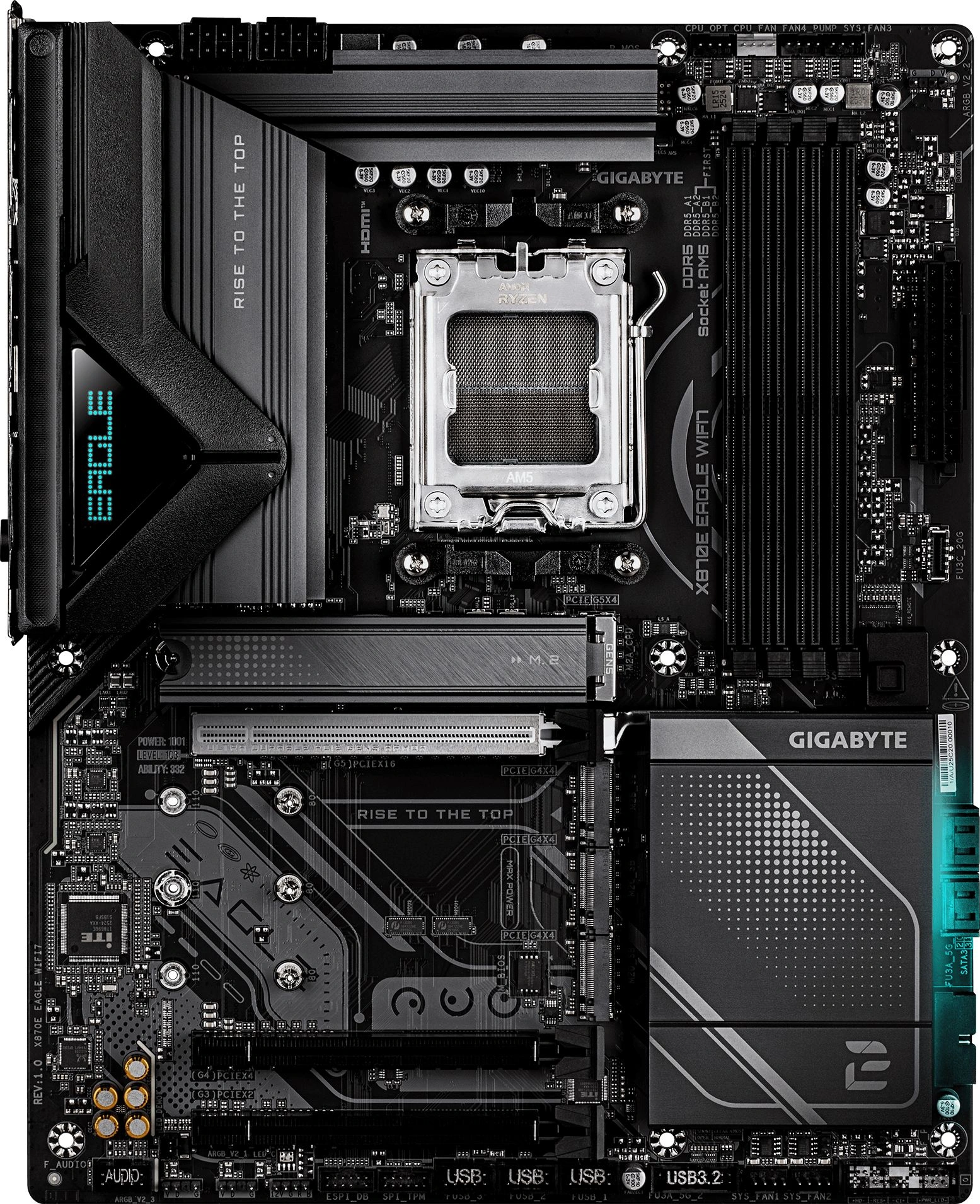 Материнская плата Gigabyte X870E EAGLE WIFI7 Socket AM5 AMD X870E 4xDDR5 ATX AC`97 8ch(7.1) 5Gigabit RAID+HDMI — миниатюра 3