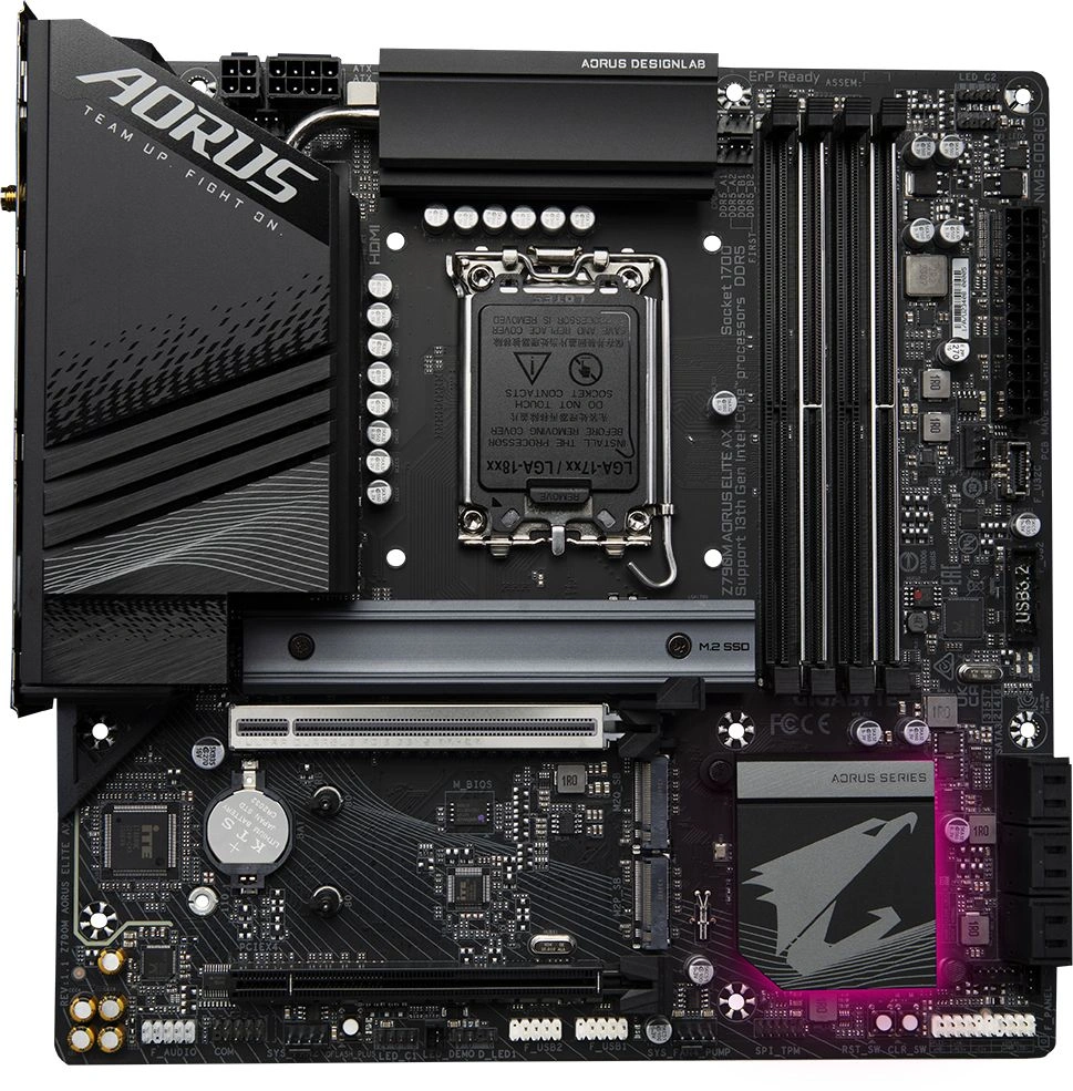 Материнская плата Gigabyte Z790M AORUS ELITE AX Soc-1700 Intel Z790 4xDDR5 mATX AC`97 8ch(7.1) 2.5Gg RAID+HDMI+DP — миниатюра 4