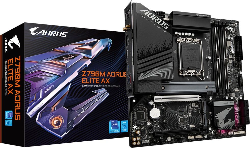 Материнская плата Gigabyte Z790M AORUS ELITE AX Soc-1700 Intel Z790 4xDDR5 mATX AC`97 8ch(7.1) 2.5Gg RAID+HDMI+DP — миниатюра 3