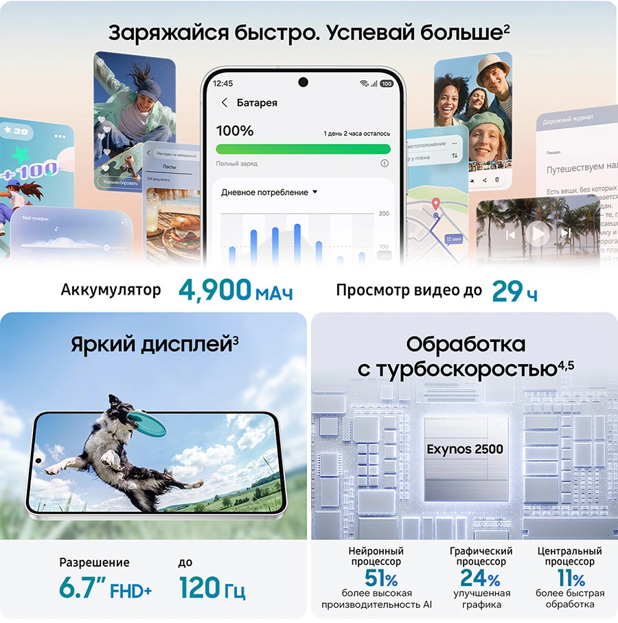 Смартфон Samsung SM-S741B Galaxy S26 FE 256Gb 8Gb черный моноблок 3G 4G 2Sim 6.7" 1080x2340 Android 17 50Mpix 802.11 a/b/g/n/ac/ax NFC GPS Protect — миниатюра 14