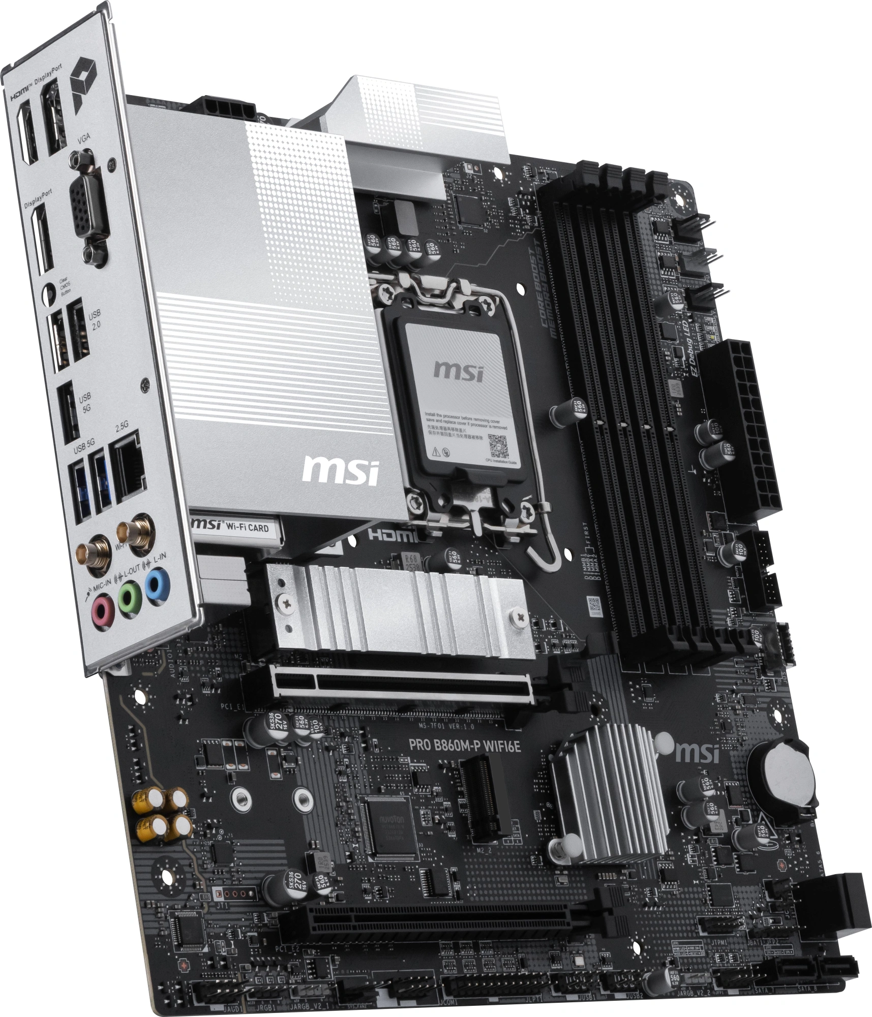 Материнская плата MSI PRO B860M-P WIFI6E Soc-1851 Intel B860 4xDDR5 mATX AC`97 8ch(7.1) 2.5Gg RAID+VGA+HDMI+DP — миниатюра 6