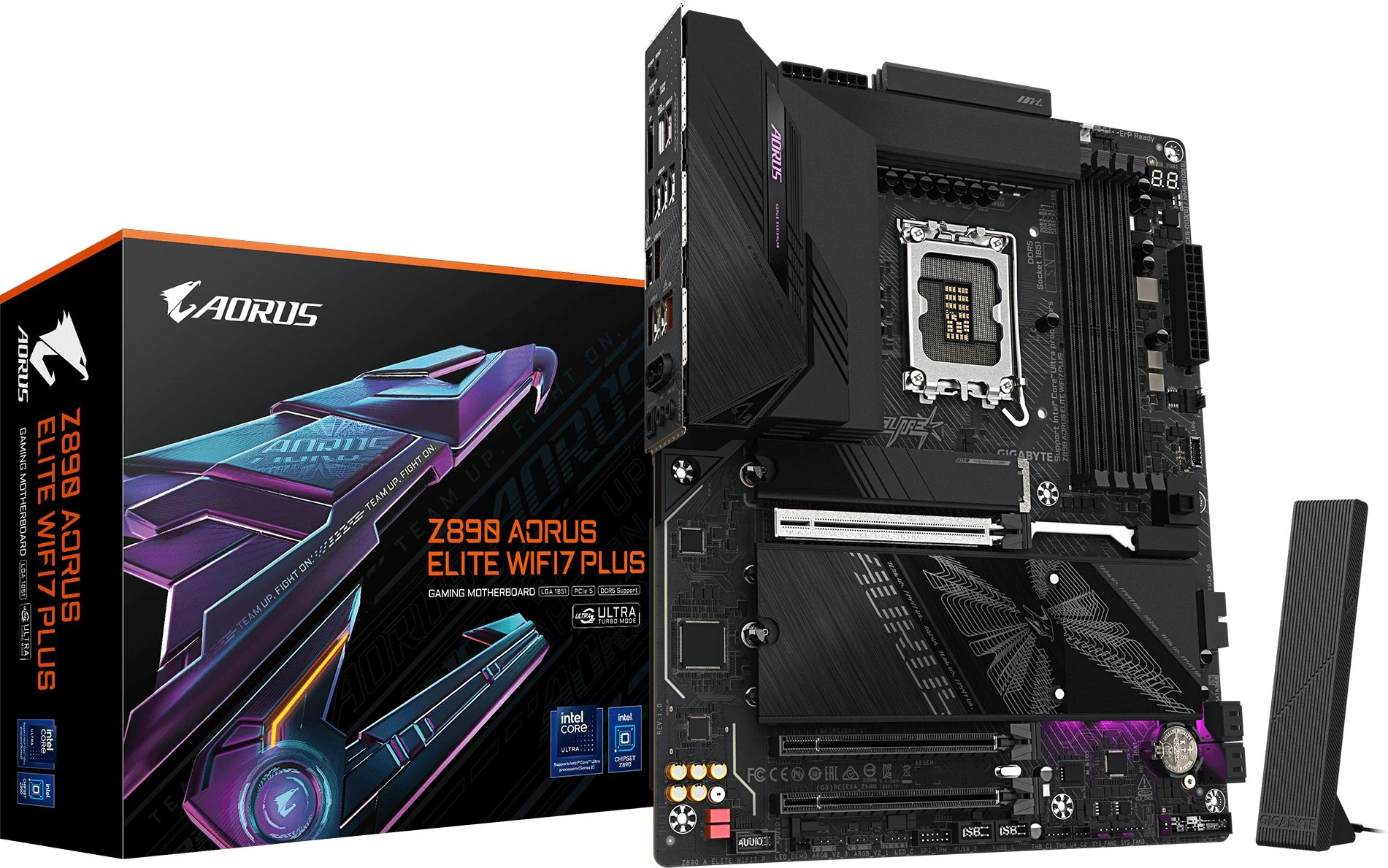 Материнская плата Gigabyte Z890 AORUS ELITE WIFI7 PLUS Soc-1851 Intel Z890 ATX AC`97 8ch(7.1) 5Gigabit RAID+DP — миниатюра 2