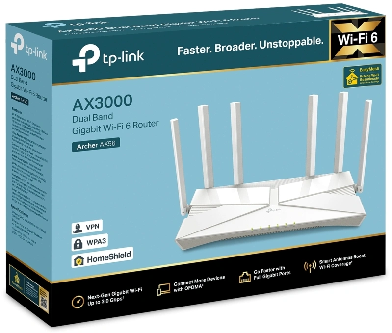 Роутер беспроводной TP-Link Archer AX56 AX3000 10/100/1000BASE-TX/4G ready белый — миниатюра 4