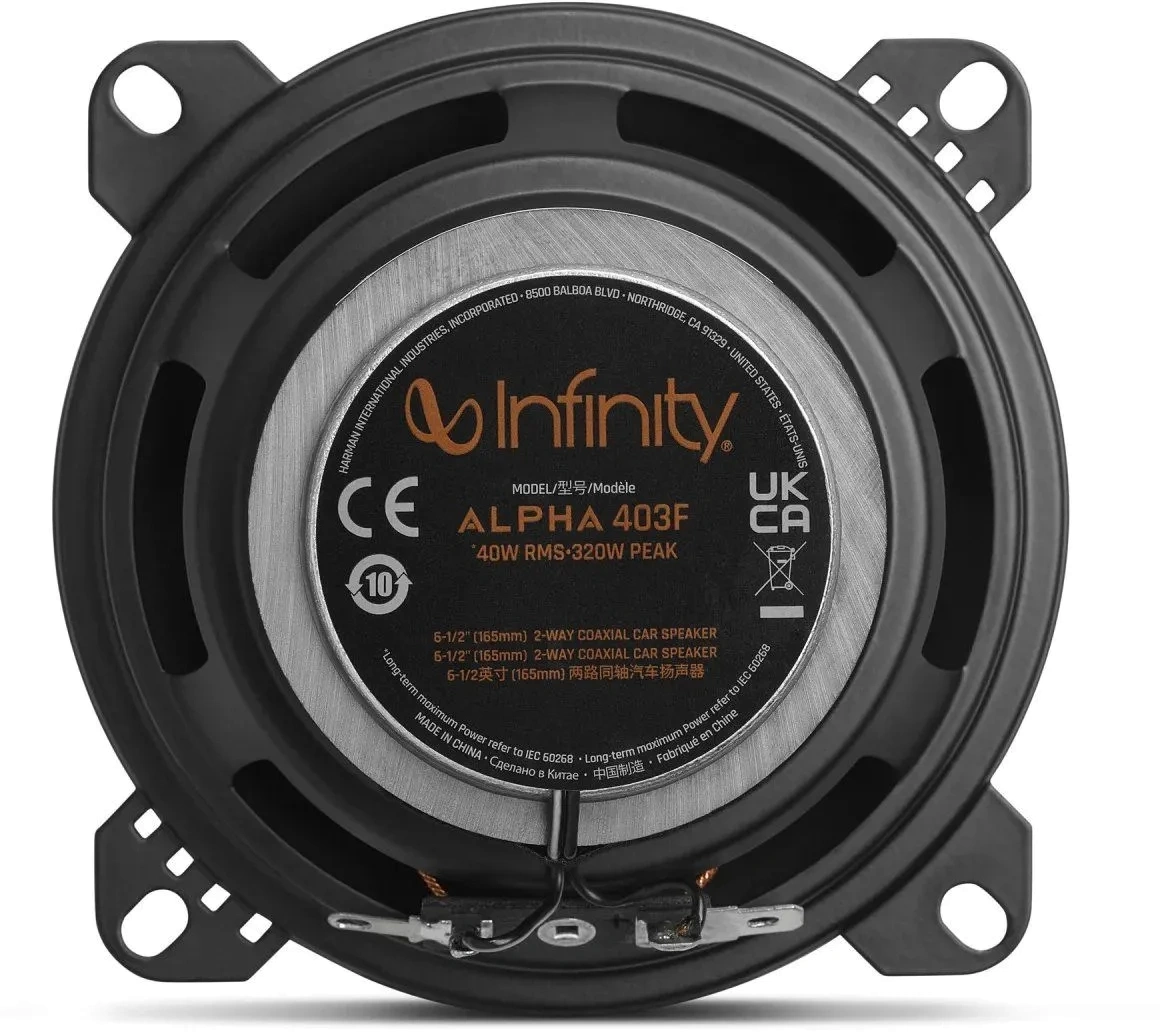 Колонки автомобильные Infinity Alpha 403F (без решетки) 320Вт 88дБ 4Ом 10см (4дюйм) (ком.:2кол.) коаксиальные трехполосные — миниатюра 3