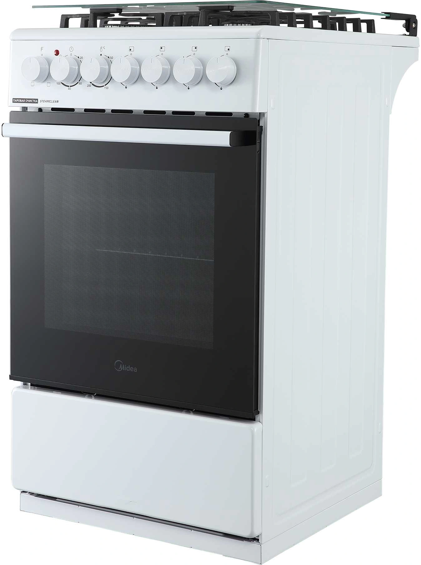 Плита Комбинированная Midea MFO-M4G20T4E(WH) белый (стеклянная крышка) реш.чугун — миниатюра 3