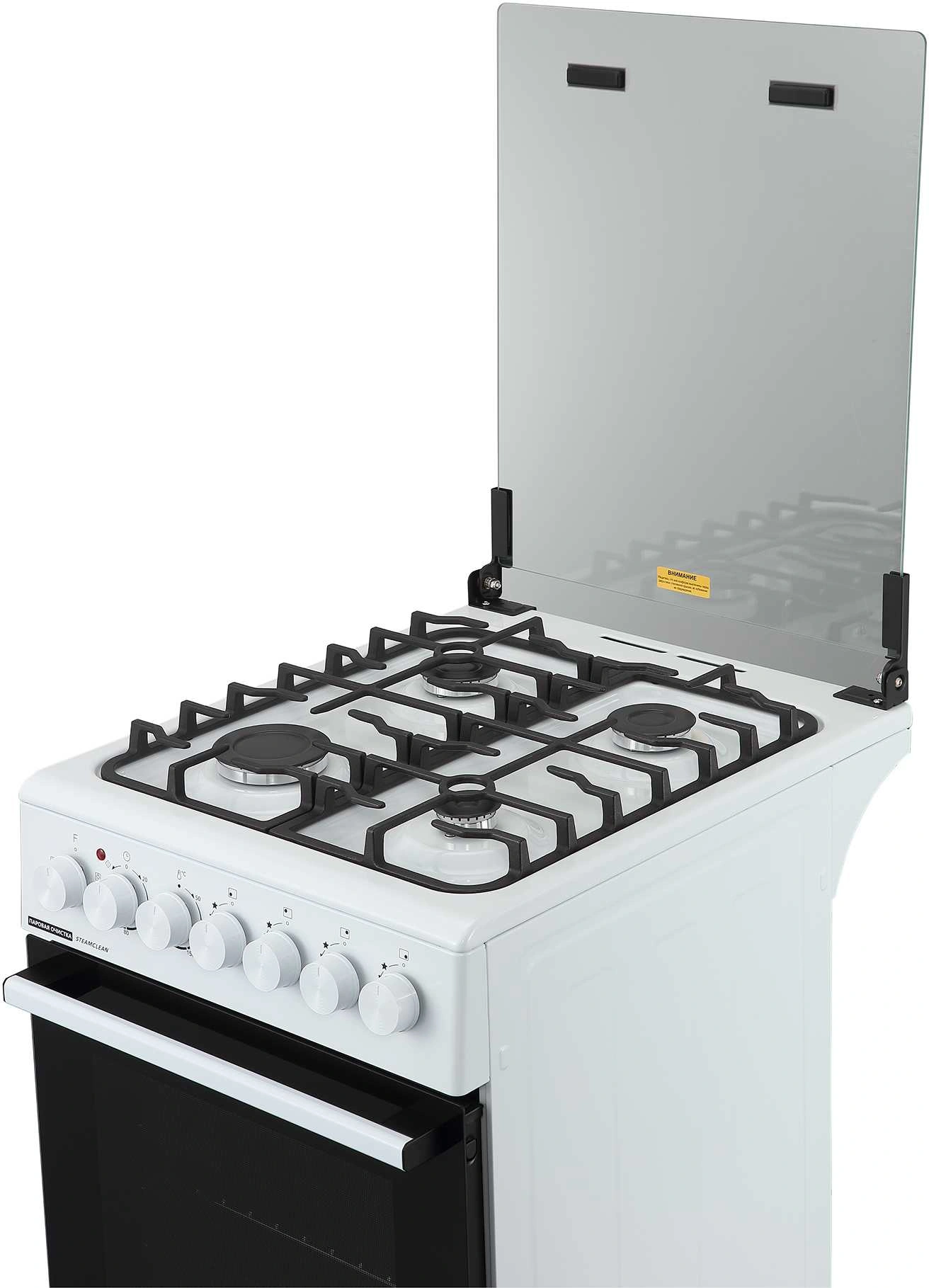 Плита Комбинированная Midea MFO-M4G20T4E(WH) белый (стеклянная крышка) реш.чугун — миниатюра 7