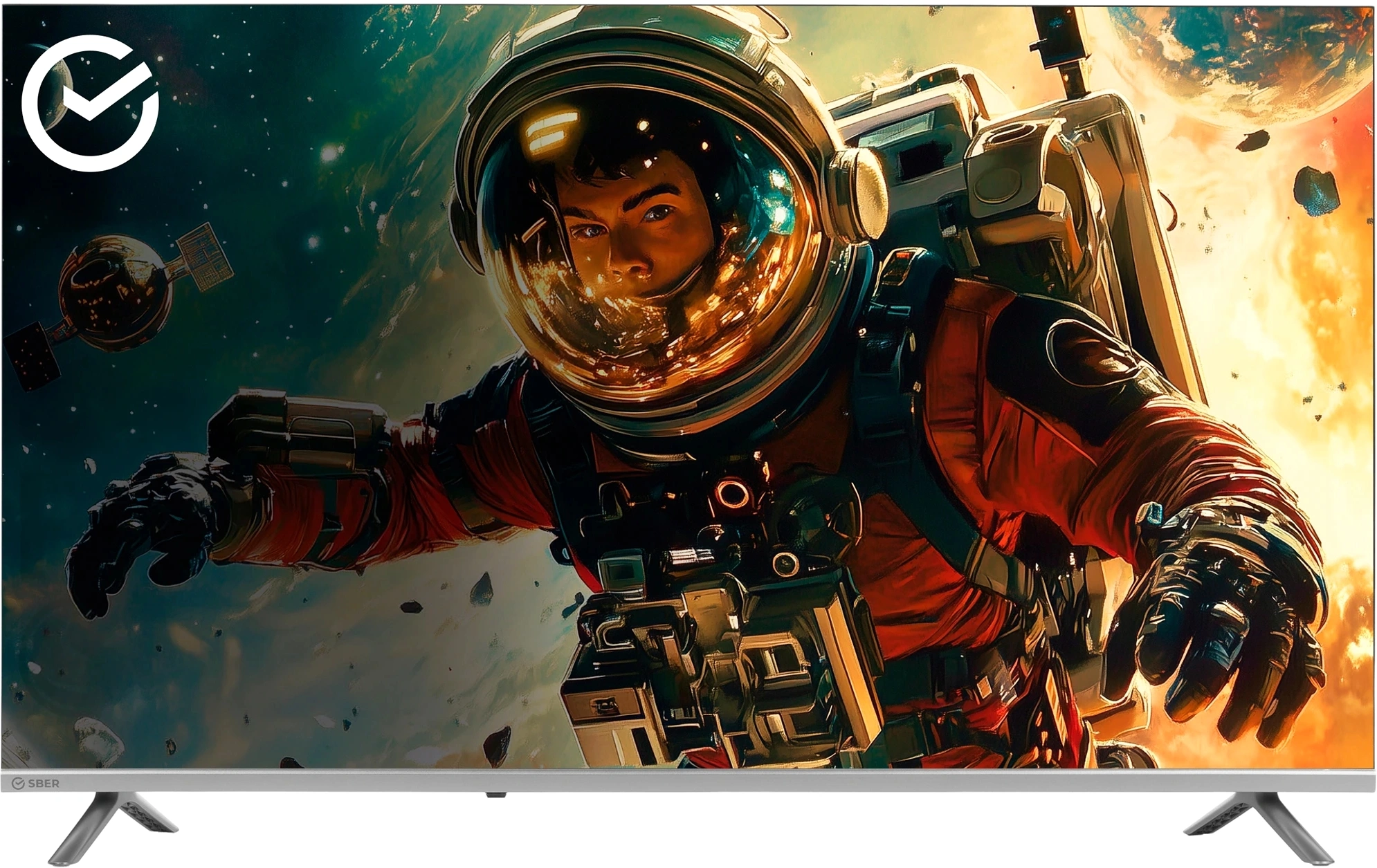 Телевизор LED Sber 43" SDX-43F3000DSA Салют ТВ Frameless серебристый FULL HD 60Hz DVB-T DVB-T2 DVB-C DVB-S DVB-S2 USB WiFi Smart TV (RUS) — фото 1