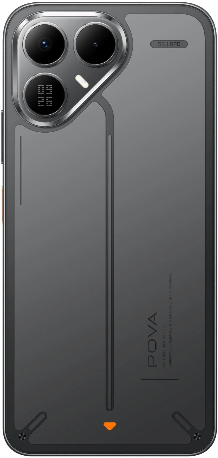 Смартфон Tecno Pova 8 5G 128Gb 8Gb черный моноблок 3G 4G 2Sim 6.76" 1080x2344 Android 16 50Mpix 802.11 a/b/g/n/ac NFC GPS GSM900/1800 Protect — миниатюра 3