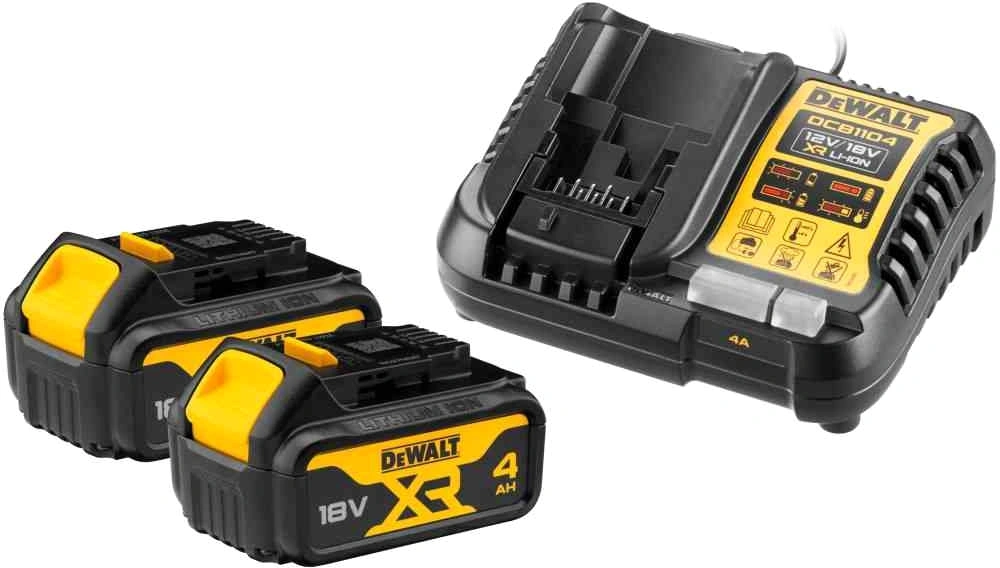 Батарея аккумуляторная DeWalt DCB1104M2-QW 18В 4Ач Li-Ion (З/У в компл.) — фото 1