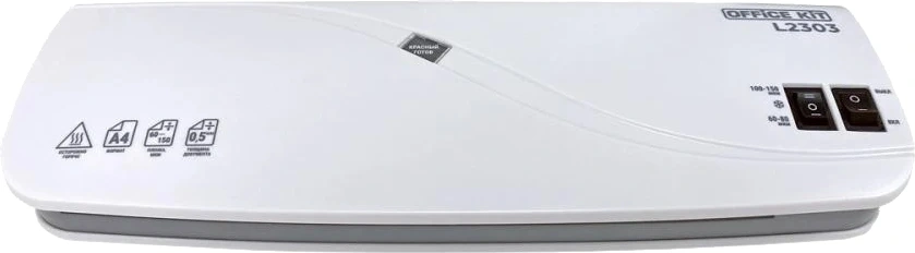 Ламинатор Office Kit L2303 белый A4 (60-150мкм) 26см/мин (2вал.) хол.лам. лам.фото реверс — миниатюра 2