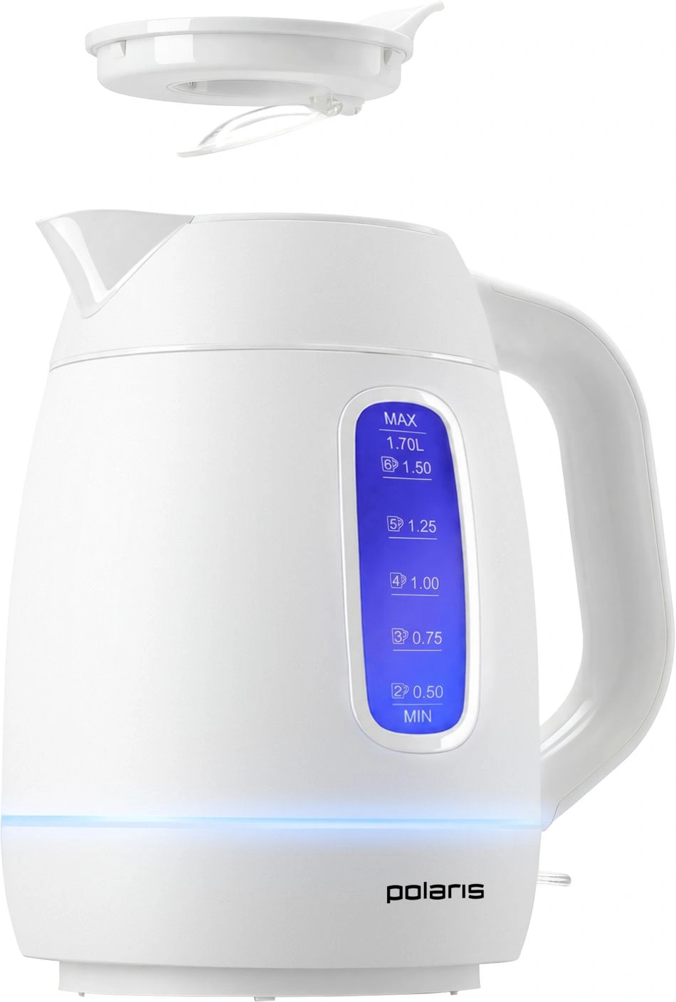 Чайник электрический Polaris PWK 0723DDW 1.7л. 2400Вт белый корпус: пластик — миниатюра 3