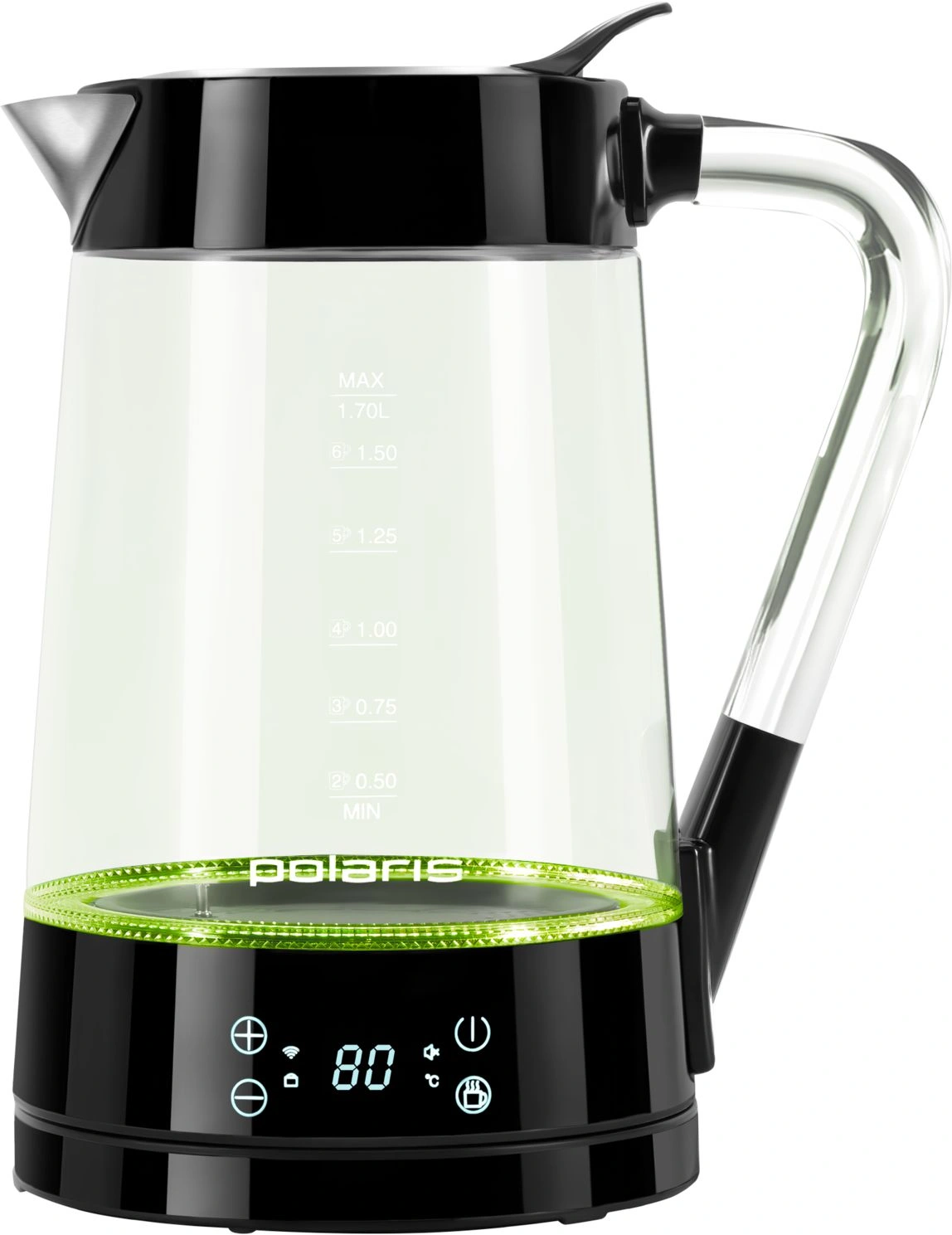Чайник электрический Polaris PWK 1715CGLD 1.7л. 2200Вт черный корпус: стекло/пластик — миниатюра 13
