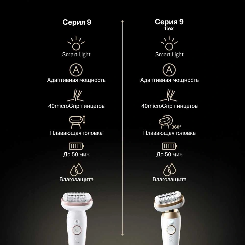 Эпилятор Braun SES9-481 3D GLD скор.:2 насад.:6 от аккум. белый — миниатюра 17
