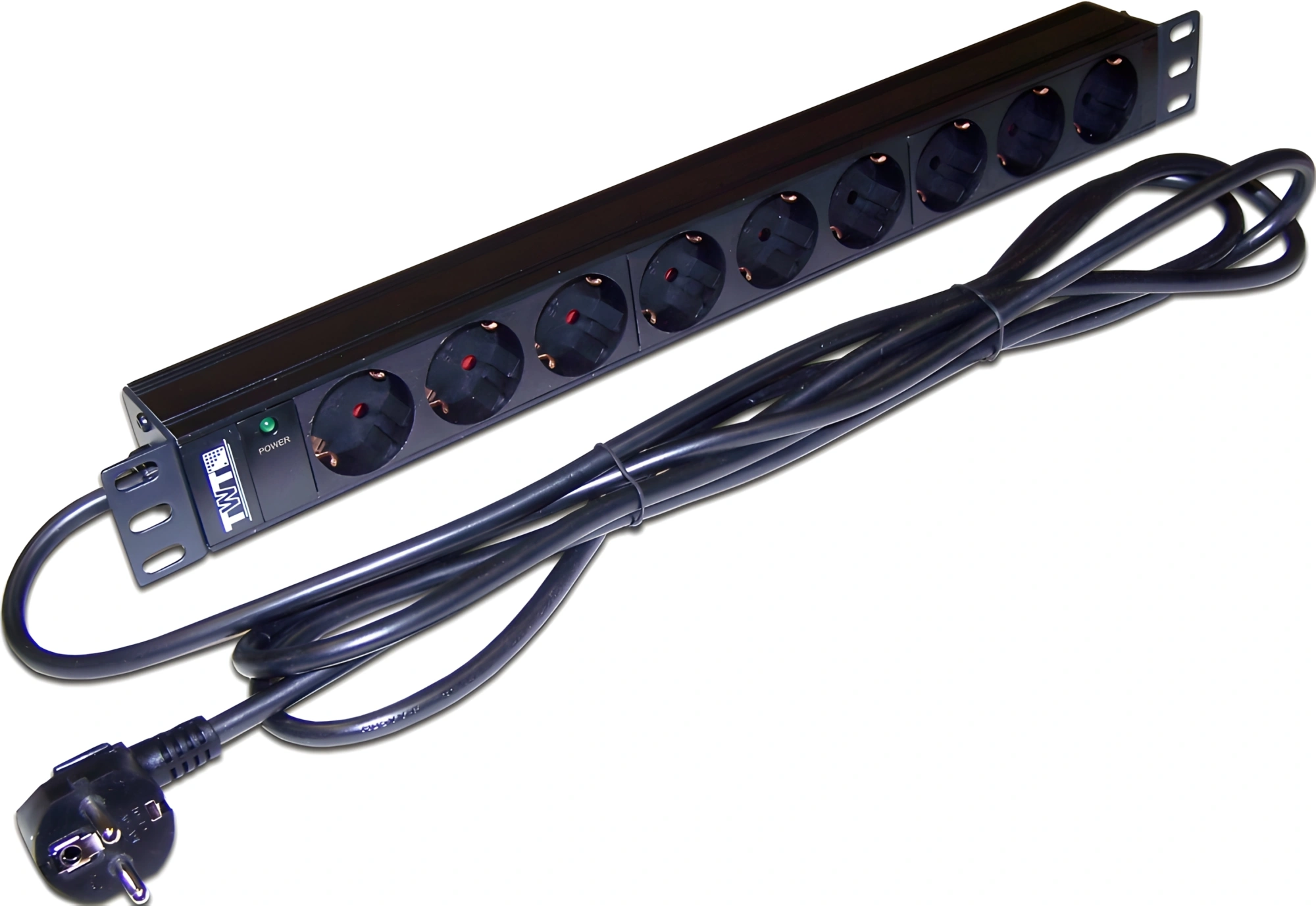 Блок распределения питания Lanmaster TWT-PDU19-16A9P-3.0 гор.размещ. 9xSchuko базовые 16A Schuko 3м — миниатюра 2