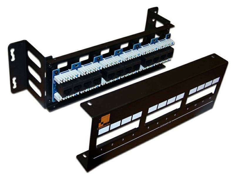 Патч-панель Lanmaster LAN-PPF12U5E/W 19" 1U 12xRJ45 кат.5E UTP — фото 1