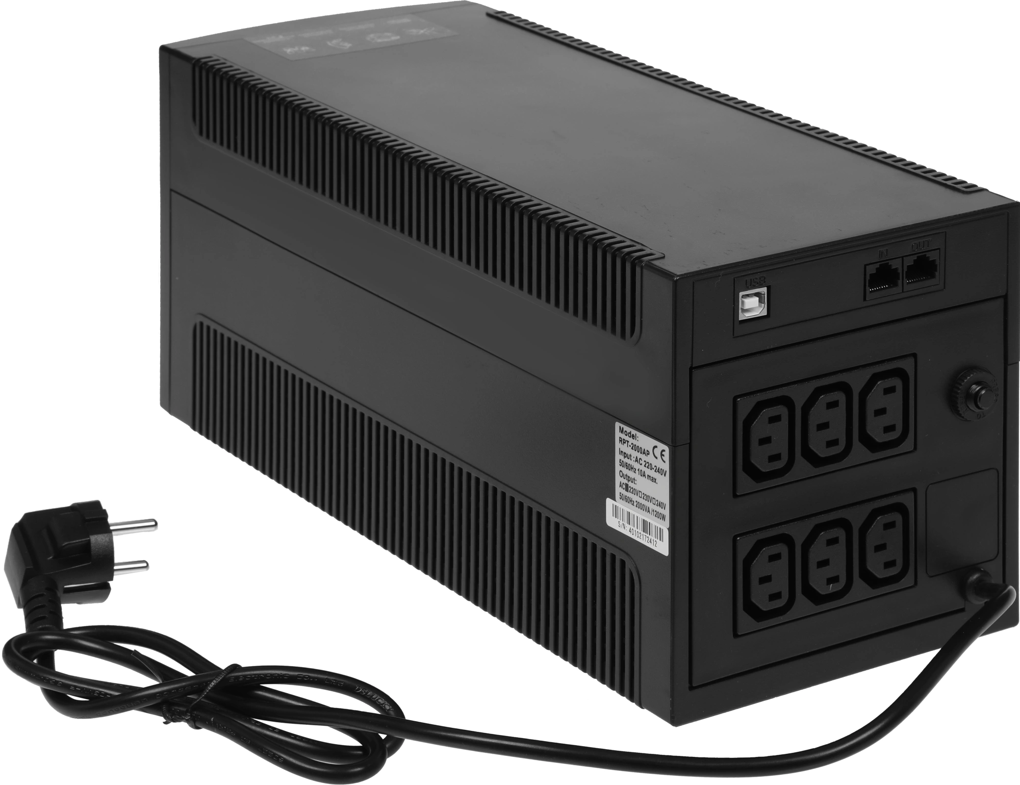 Источник бесперебойного питания Powercom Raptor RPT-2000AP 1200Вт 2000ВА черный — миниатюра 2
