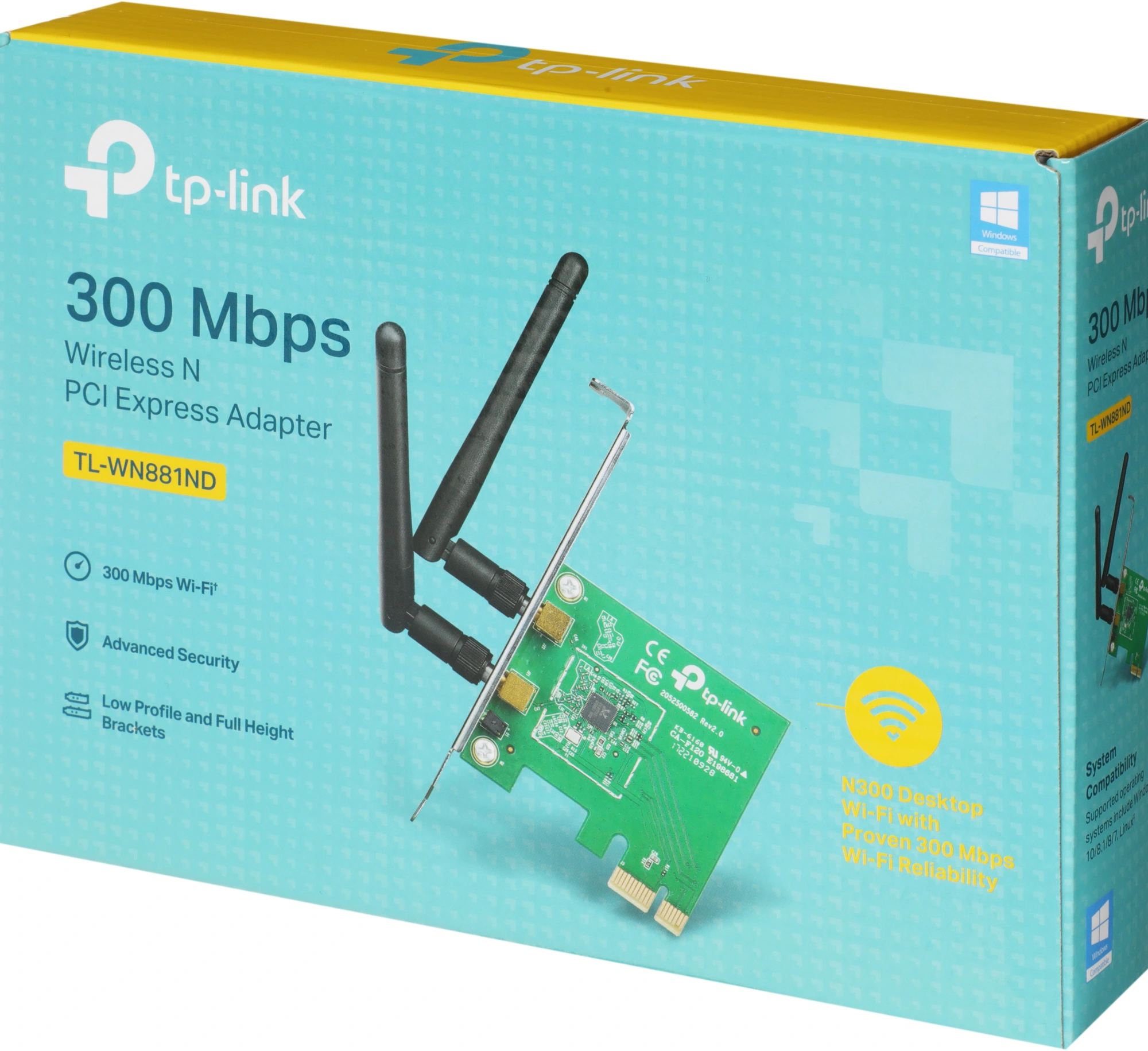 Сетевой адаптер Wi-Fi TP-Link TL-WN881ND N300 PCI Express (ант.внеш.съем) 2ант. — миниатюра 10