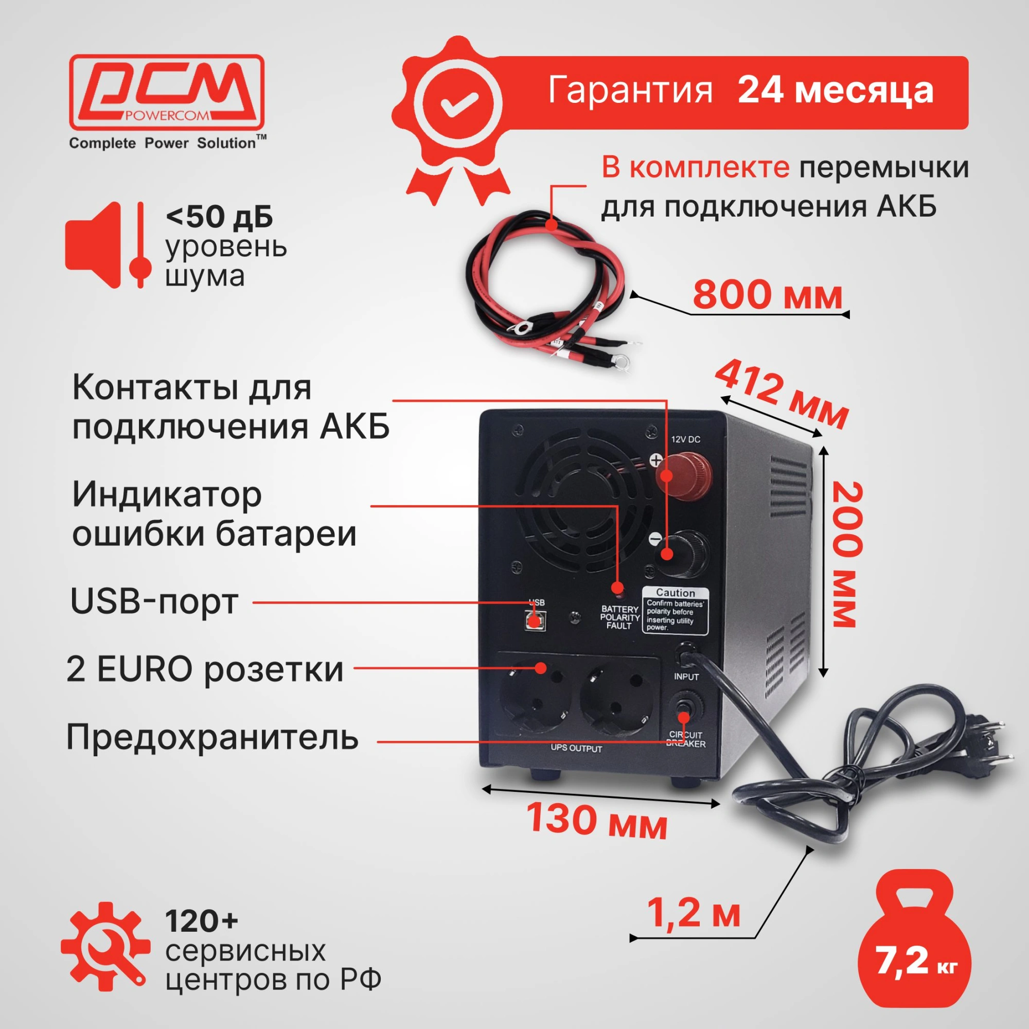 Источник бесперебойного питания Powercom Infinity INF-800 480Вт 800ВА черный без батареи — миниатюра 13