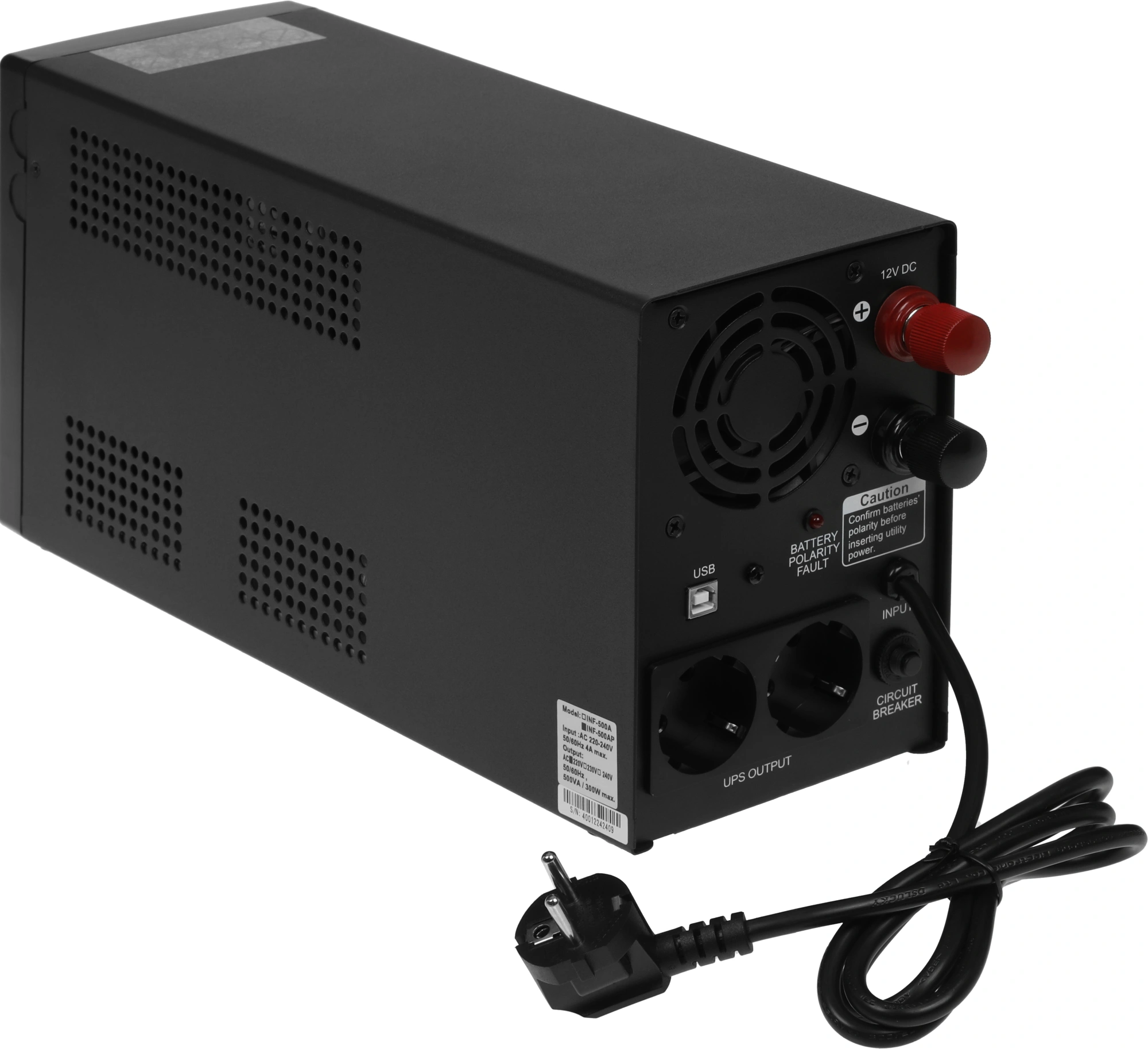 Источник бесперебойного питания Powercom Infinity INF-500 300Вт 500ВА черный/черный без батареи — миниатюра 3