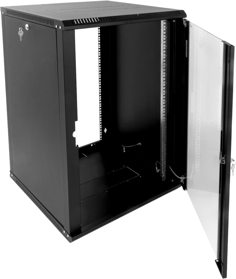 Шкаф коммутационный ЦМО ШРН-ЭКОНОМ (ШРН-Э-12.500-9005) настенный 12U 600x520мм пер.дв.стекл 75кг черный 470мм — миниатюра 4