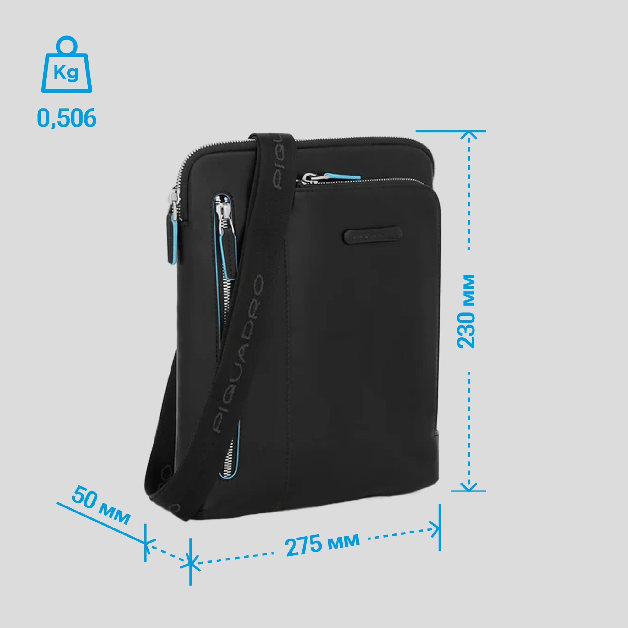 Сумка мужская Piquadro Blue Square CA1816B2/N черная натур.кожа — миниатюра 5