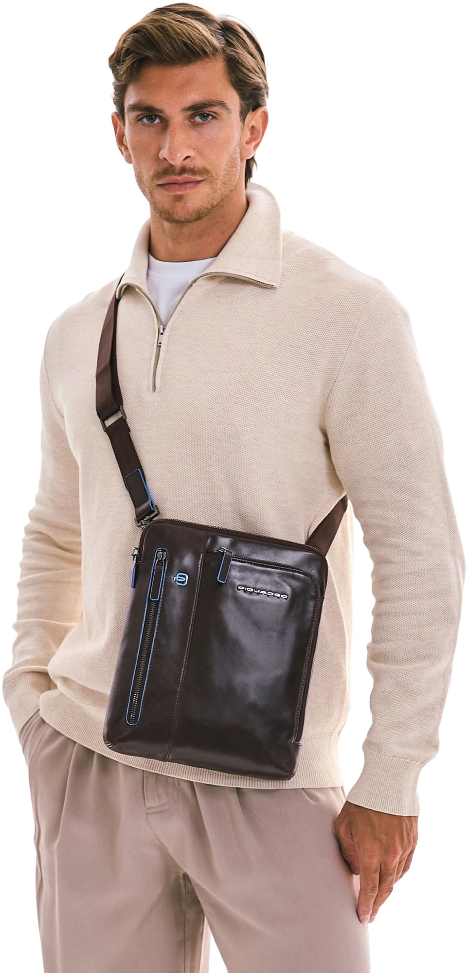 Сумка мужская Piquadro Blue Square CA1816B2/MO коричневая натур.кожа — миниатюра 7