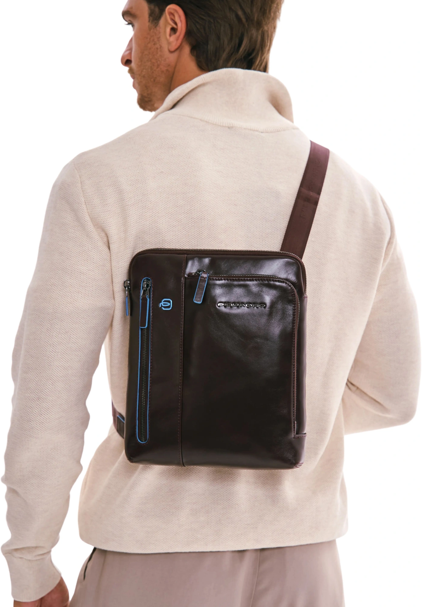 Сумка мужская Piquadro Blue Square CA1816B2/MO коричневая натур.кожа — миниатюра 9
