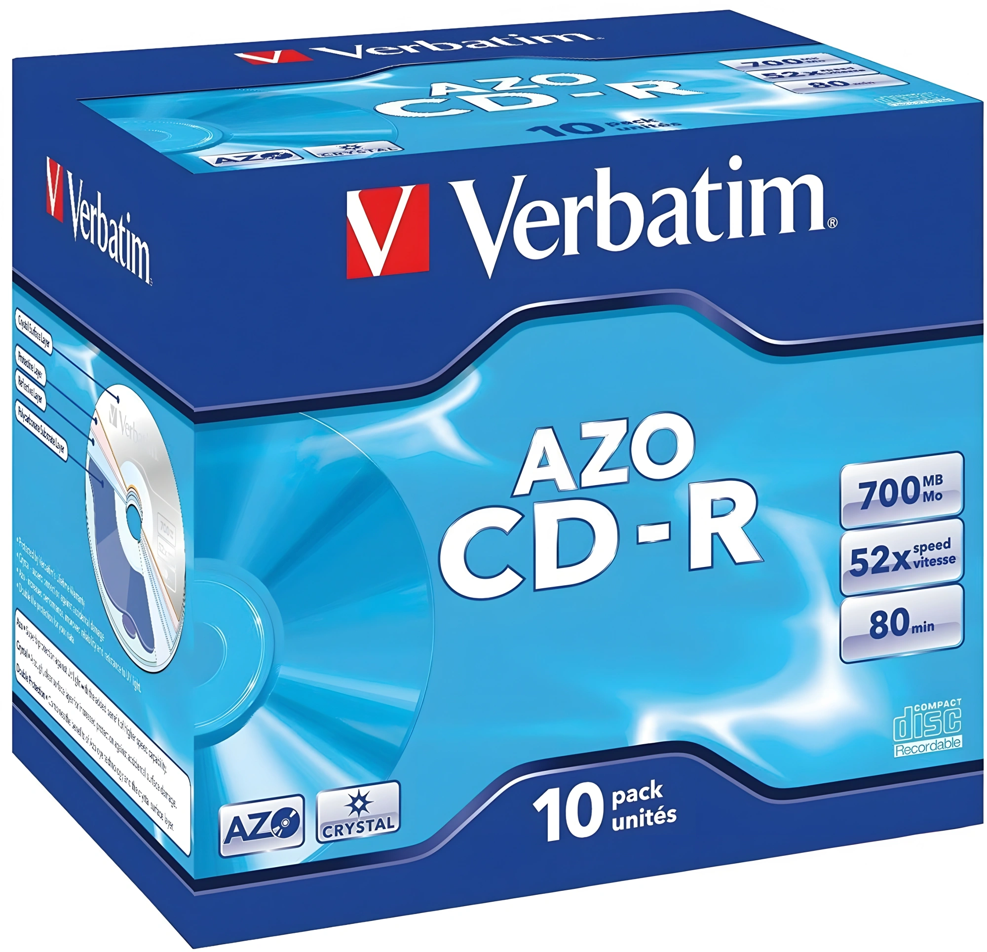 Диск CD-R Verbatim 700Mb 52x Jewel case (10шт) (43327) — миниатюра 2