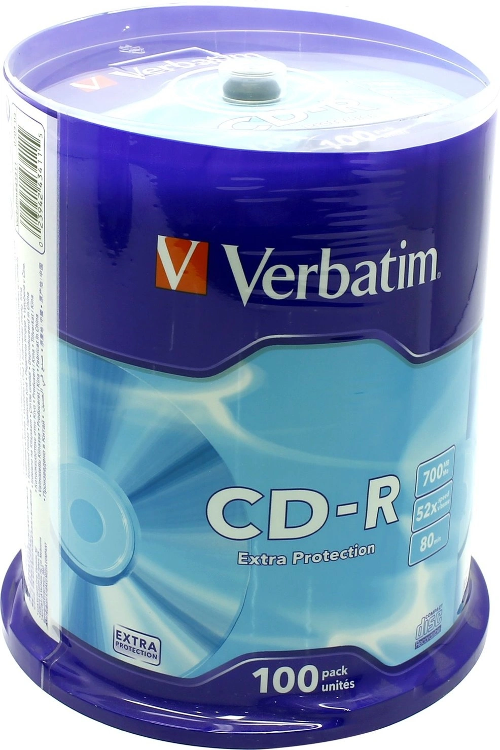 Диск CD-R Verbatim 700Mb 52x Cake Box (100шт) (43411) — миниатюра 2