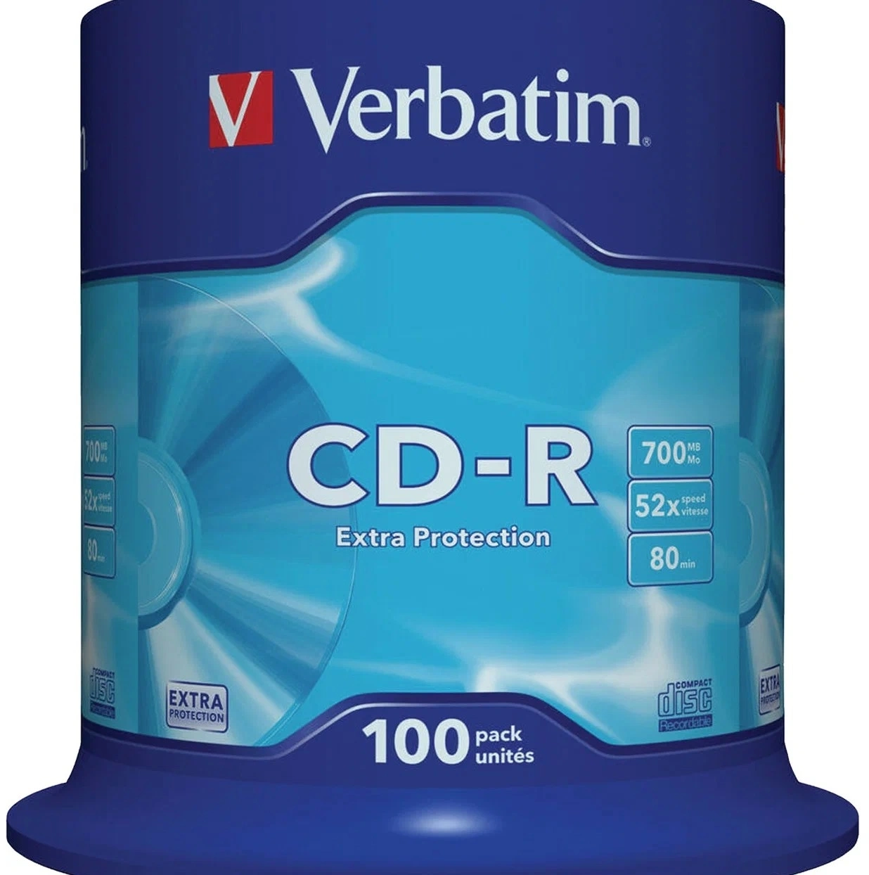 Диск CD-R Verbatim 700Mb 52x Cake Box (100шт) (43411) — миниатюра 4