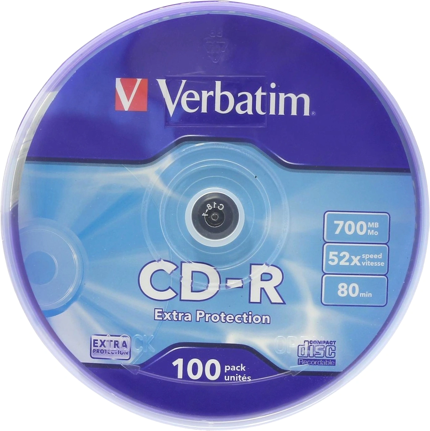 Диск CD-R Verbatim 700Mb 52x Cake Box (100шт) (43411) — миниатюра 5