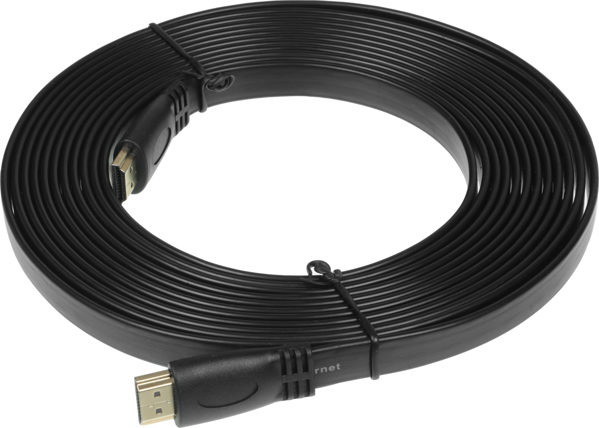 Кабель аудио-видео High Speed ver.1.4 Flat HDMI (m)/HDMI (m) 5м. позолоч.конт. черный — миниатюра 2
