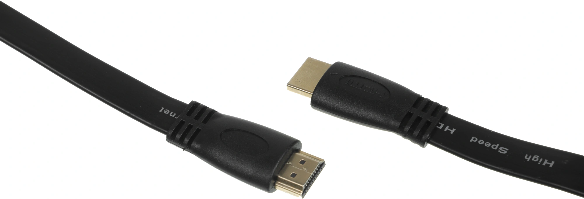 Кабель аудио-видео High Speed ver.1.4 Flat HDMI (m)/HDMI (m) 5м. позолоч.конт. черный — миниатюра 4