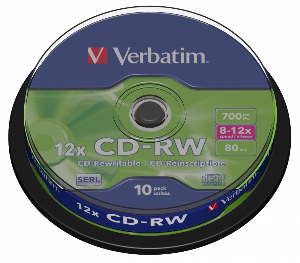 Диск CD-RW Verbatim 700Mb 12x Cake Box (10шт) (43480) — миниатюра 2