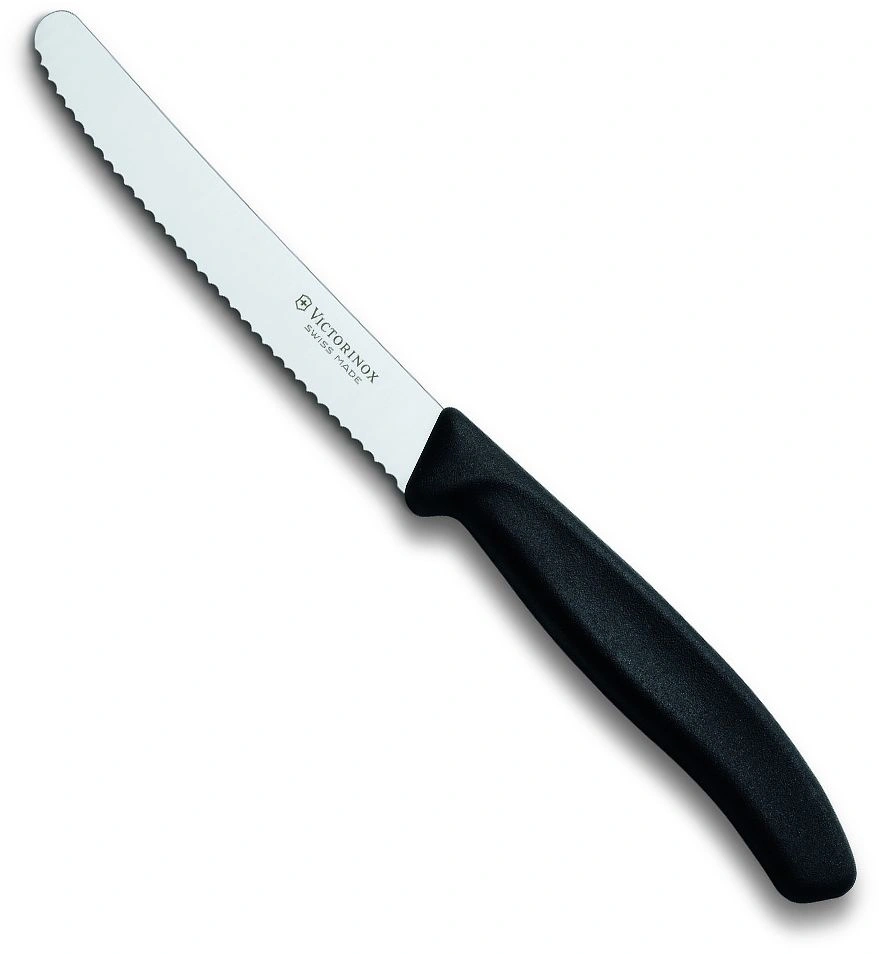 Нож кухонный Victorinox Swiss Classic (6.7833) стальной столовый лезв.110мм серрейт. заточка черный — миниатюра 3