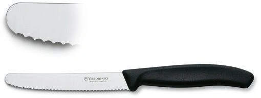Нож кухонный Victorinox Swiss Classic (6.7833) стальной столовый лезв.110мм серрейт. заточка черный — миниатюра 4
