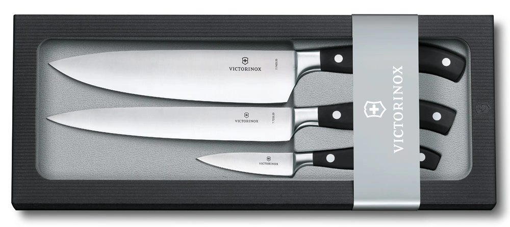 Набор ножей кухон. Victorinox Grand Maitre Chefs 7.7243.3 (7.7243.3) компл.:3предм. черный подар.коробка — фото 1
