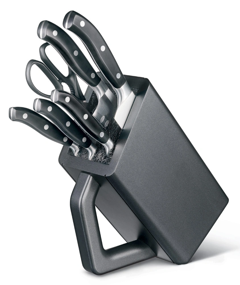 Набор ножей кухон. Victorinox Grand Maitre Cutlery Block 7.7243.6 (7.7243.6) компл.:6предм. с подставкой черный подар.коробка — фото 1