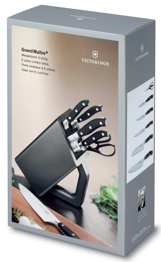 Набор ножей кухон. Victorinox Grand Maitre Cutlery Block 7.7243.6 (7.7243.6) компл.:6предм. с подставкой черный подар.коробка — миниатюра 3